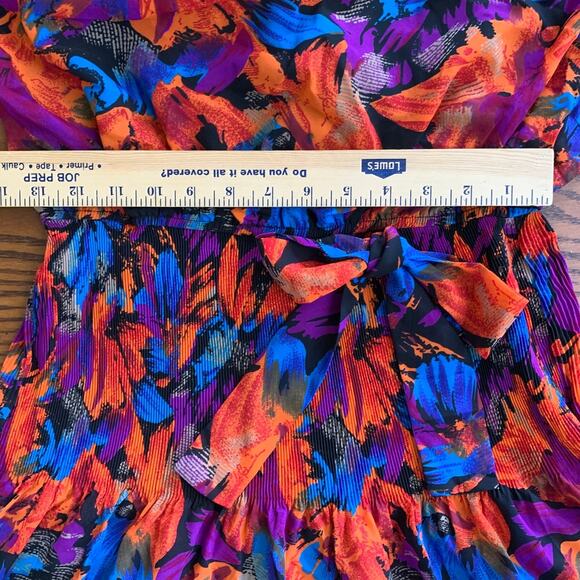 Tropical Layered Size 10 Elastic Waist Floral Flowy Bow Hawaiian Maxi EUC Tiered - Picture 10 of 12